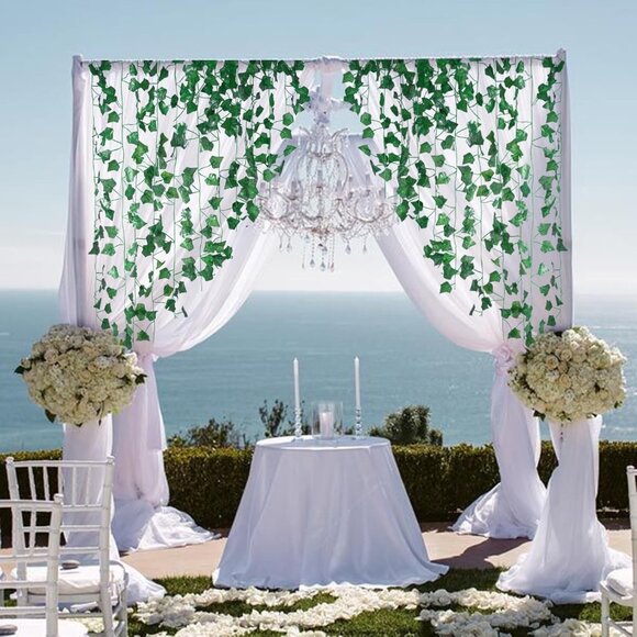 Artificial Ivy Leaves Garland 24pc - 168Ft Aesthetic Hanging Decor for Any Space - Picture 7 of 8